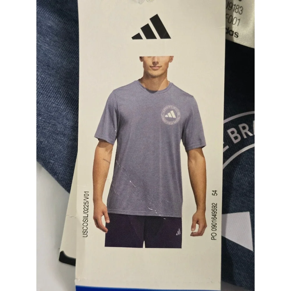 Adidas Mens CSCO Emblem Graphic Tee Blue Heather T-Shirt KU9183 Large